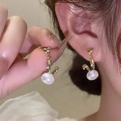 Pearl Long Earrings With Rhinestones For Wedding Fashion - Smarsty