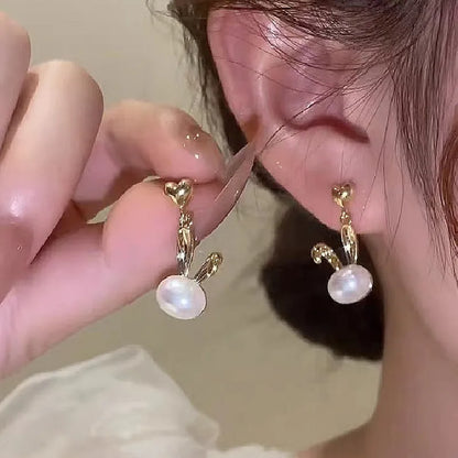 Pearl Long Earrings With Rhinestones For Wedding Fashion - Smarsty