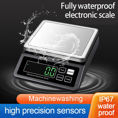 Rechargeable Kitchen Scale IP67 Fully Waterproof Home Kitchen Scale 0.1g/1g High Precision Electronic Balance 3kg/5kg/10kg/15kg by Smarsty