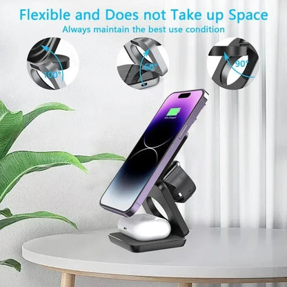 Foldable 3 In 1 Wireless Charger For iPhone And Watch - Smarsty