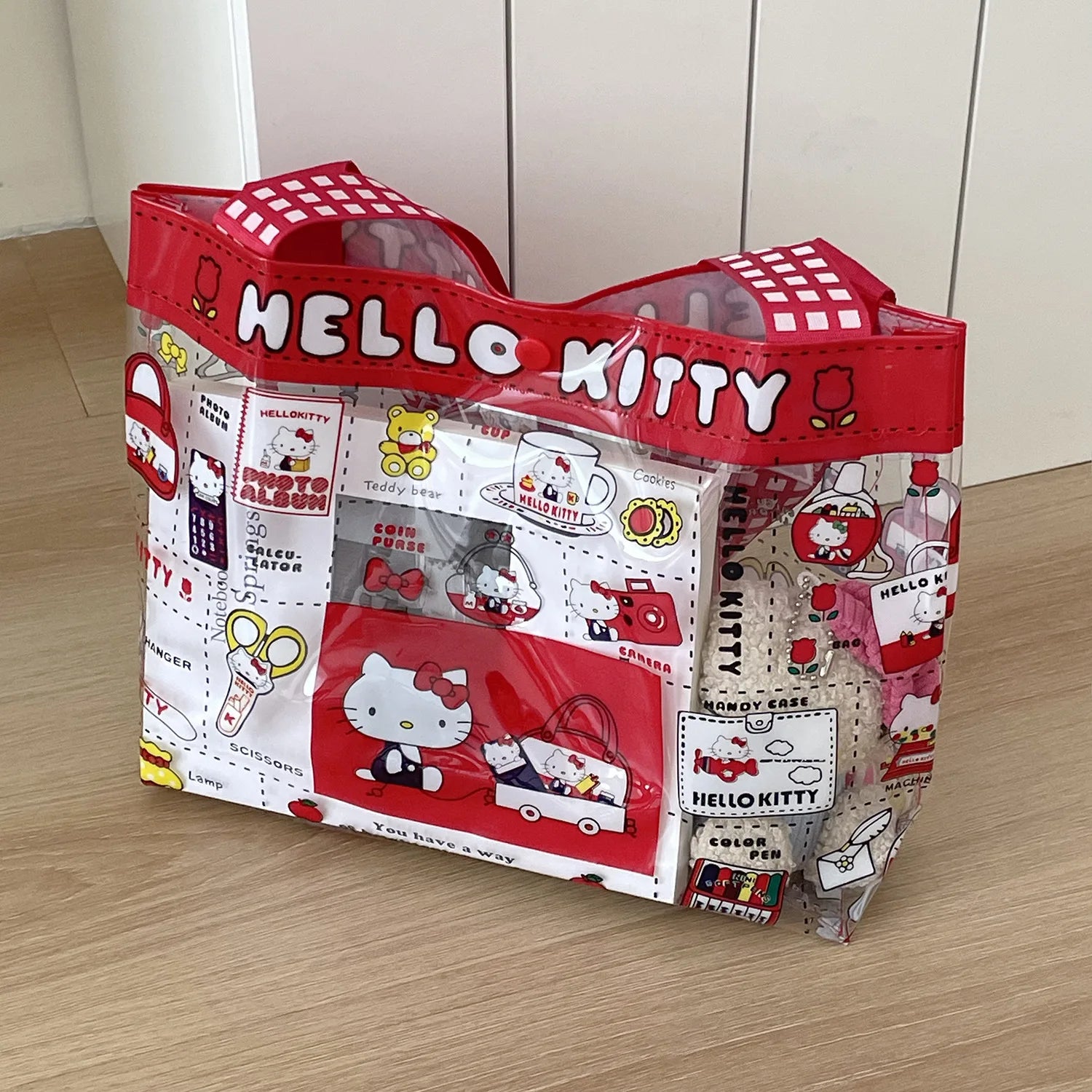Transparent PVC Kitty Cat Handbag Waterproof Travel Tote - Smarsty