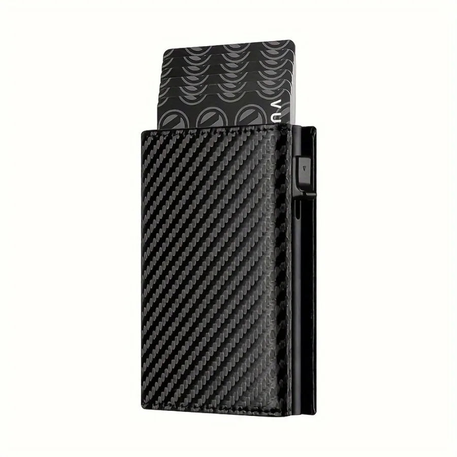 Men's Wallet with Zipper Coin Purse Automatic Pop-up Metal Credit Card Holder Minimalist RFID Blocking Business Card Wallet Idea - Smarsty