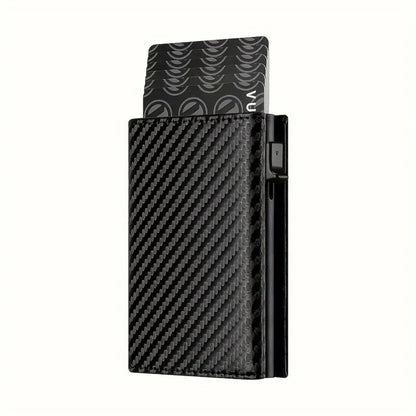 Men's Wallet with Zipper Coin Purse Automatic Pop-up Metal Credit Card Holder Minimalist RFID Blocking Business Card Wallet Idea - Smarsty
