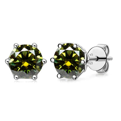 Moissanite Stud Earrings Sterling Silver VVS D Sparkle - Smarsty