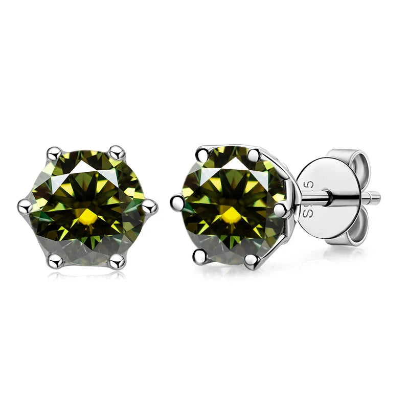 Moissanite Stud Earrings Sterling Silver VVS D Sparkle - Smarsty