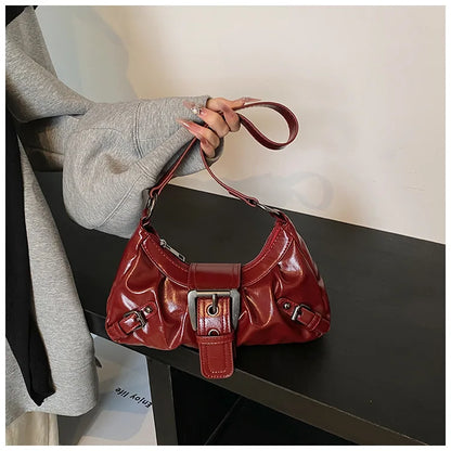 Vintage Leather Shoulder Mini Bag Y2K Wasteland Style - Smarsty