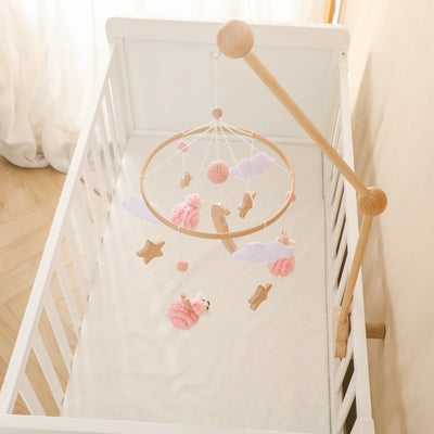 Baby Crib Mobile Bed Bell Rattle Toys Wooden Crochet Stars Pendant Bed Bell Toys Newborn Comfort Crib Bracket Hanging Toys Gifts by Smarsty