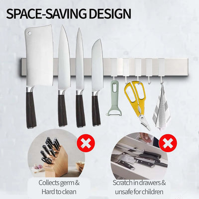 40CM 50CM Stainless Steel Knife Stand Magnetic Knife Holder Wall Block Storage Rack for Knives Kitchen Accessories Organizer by Smarsty