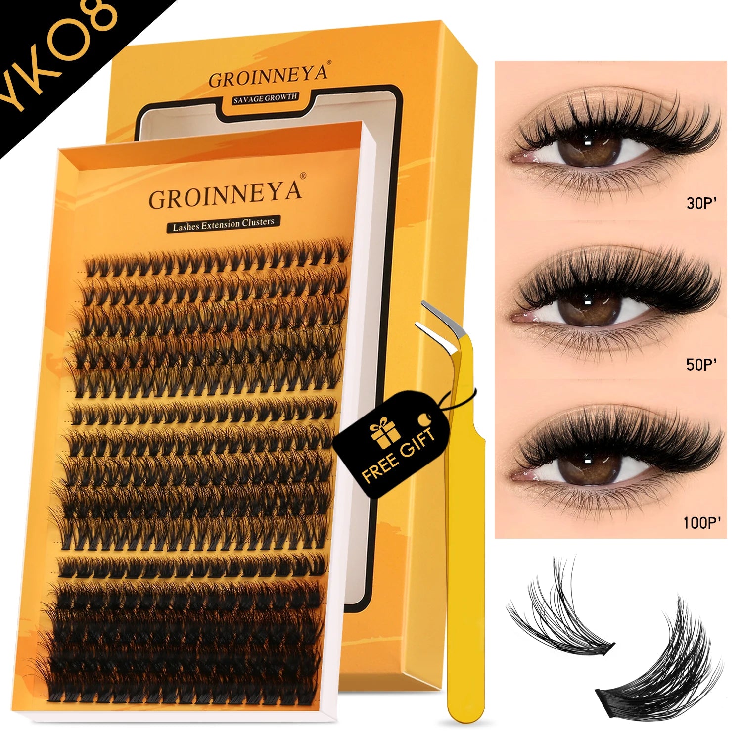 GROINNEYA DIY Fluffy Lash Clusters Kit for Volume - Smarsty