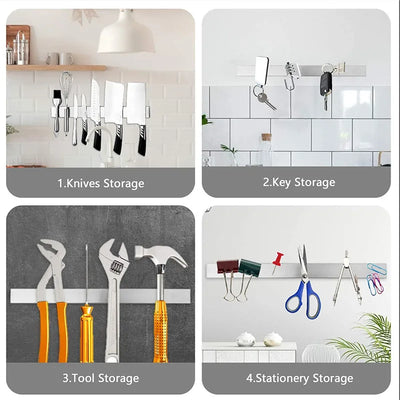 Stainless Steel Knife Stand Strip Organizer Strong Magnetic Knife Holder Wall Mount Kitchen Bar Storage Kitchen Accessories by Smarsty