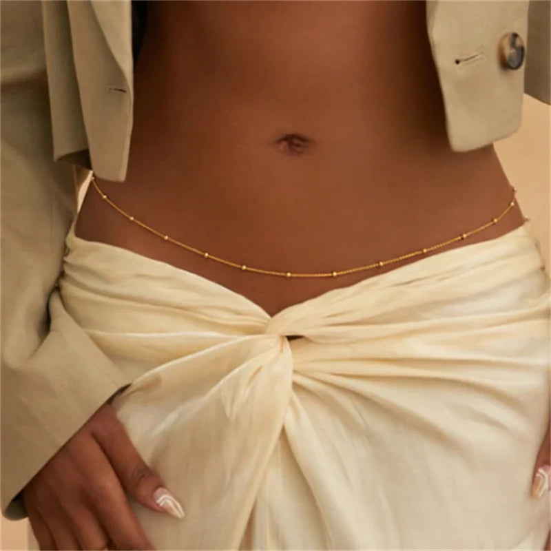 Girls Antique Gold Beaded Belly Chains for Beach Fashion - Smarsty