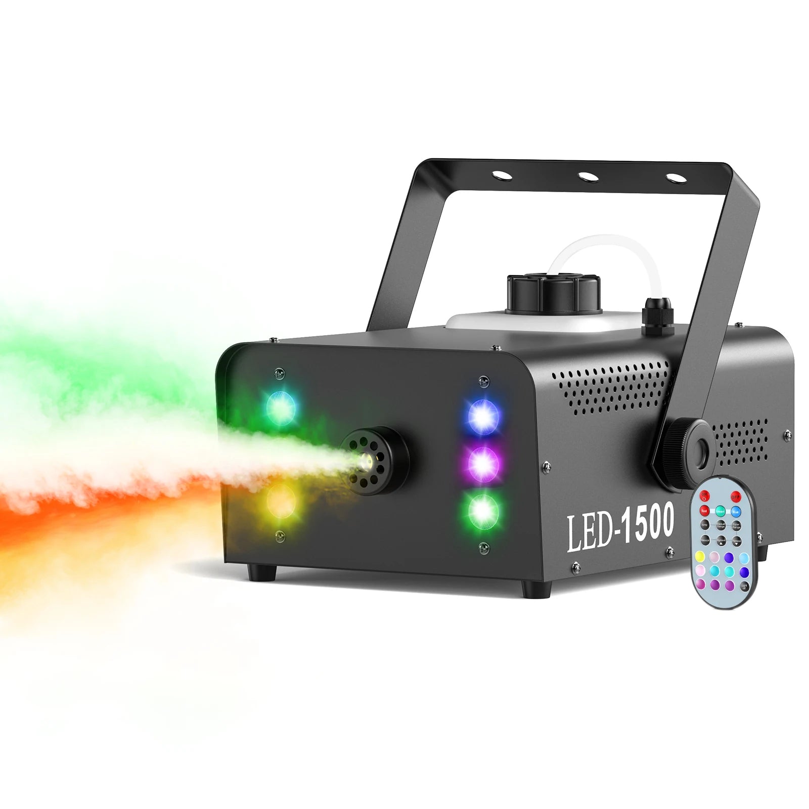 U'King 1500W Smoke Machine RGB 6 LED Fog Machine with Remote Control for DJ Disco Party Christmas Stage Effect Fogger Machine
