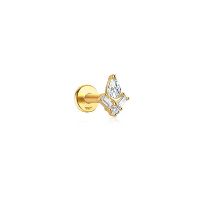 925 Sterling Silver Lotus Tassel Zircon Stud Earrings - Smarsty