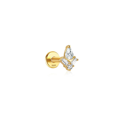 925 Sterling Silver Lotus Tassel Zircon Stud Earrings - Smarsty