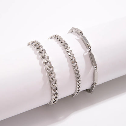 Stainless Steel Cuban Chain Bracelet Set for Men - Smarsty