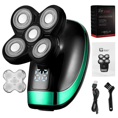 5 In 1 Men's Rechargeable Electric Shaver with Floating Heads - Smarsty