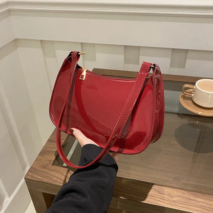 Vintage Patent Leather Shoulder Bag For Women Designer - Smarsty