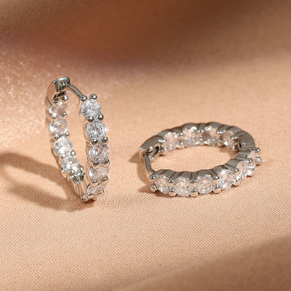Shiny Zircon Huggie Earrings Tiny Cartilage Hoops Gift - Smarsty