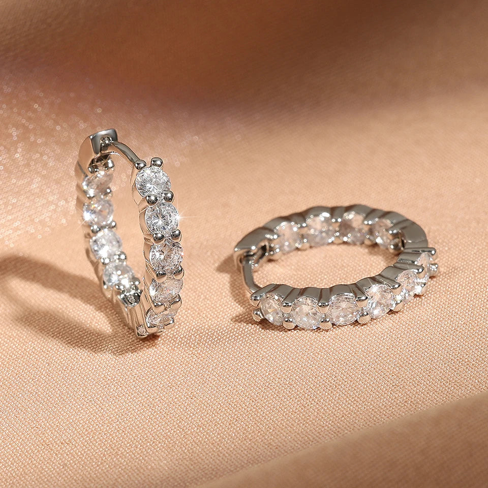 Shiny Zircon Huggie Earrings Tiny Cartilage Hoops Gift - Smarsty