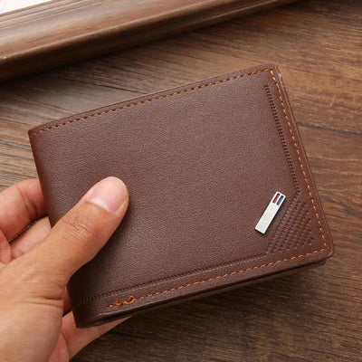 Men's leather short wallet thin wallet foldable minimalist soft leather wallet - Smarsty