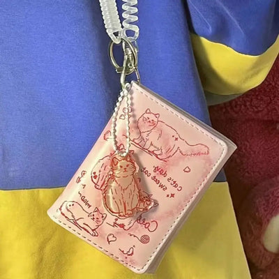 New Women Wallets Female Leather Purses Card Holders Graffiti Cat Portable Coin Purse Large Capacity Money Bag - Smarsty