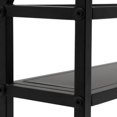Wall Mounted Wine Rack Glass Holder 12 Bottles 7 Goblet Metal Shelf 2 Layer for Home Bar, 80cm Black - Smarsty