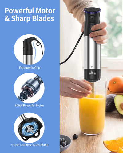 1000W Electric Immersion Handheld Blender, 5 in 1 Kitchen Hand Blender for soups, smoothies, purees and baby food. - Smarsty