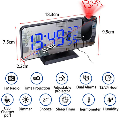 LED Digital Projection Alarm Clock with FM Radio - Smarsty