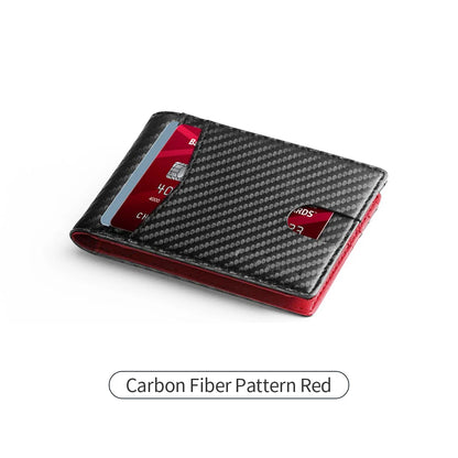 RFID Blocking Ultra-thinTrifold Wallet Carbon Fiber Pattern Portable Credit Card Holder,with2 ID Windows and Multiple Card Slots - Smarsty