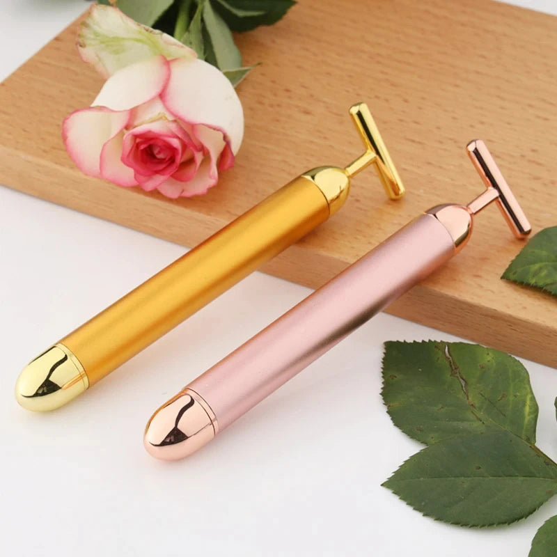 24K Gold Electric Face Roller for Youthful Skin - Smarsty