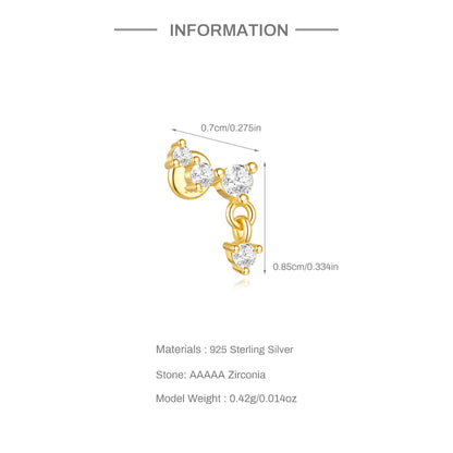 925 Sterling Silver Lotus Tassel Zircon Stud Earrings - Smarsty