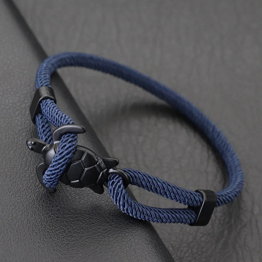 Adjustable Men Marine Turtle Rope Bracelet Nautical Wrap - Smarsty