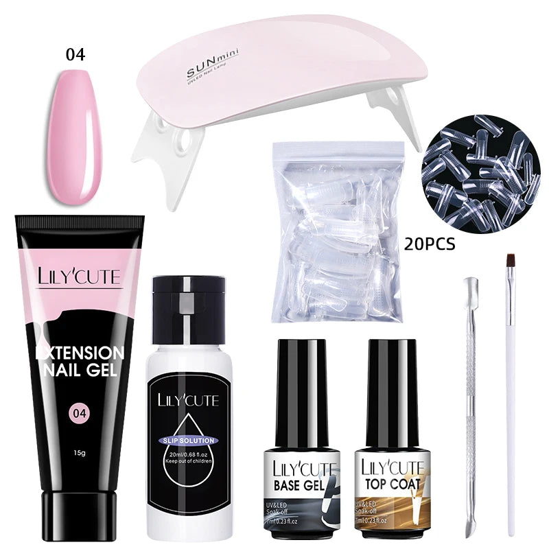 LILYCUTE Nail Gel Set with 6W LED Lamp for Quick Manicure - Smarsty