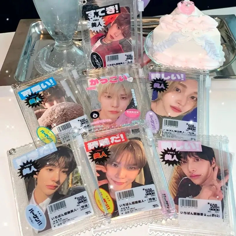 INS Transparent Candy Bag Badge Holder Korean Photocard Holder Display Bag Pendant Idol Photo Card Protective Cover Card Holder
