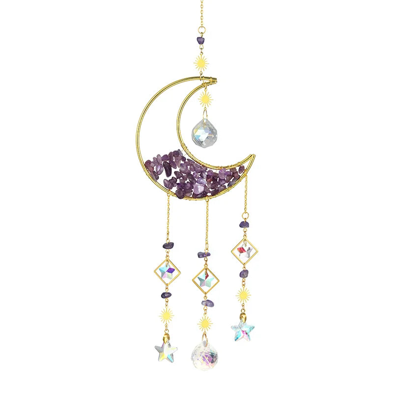 Gold Moon Crystal Suncatcher Wind Chime for Rainbow Effects - Smarsty