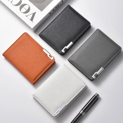 Black Faux Leather Small Slim Business-Style Wallet - Multiple Card Slots, Credit Card and Driver's License Holder, Geometric In - Smarsty
