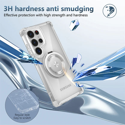 Rotating Magnetic Stand Transparent Shockproof Phone Case - Smarsty