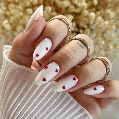 24pcs White French Press On Almond Nails Full Cover - Smarsty