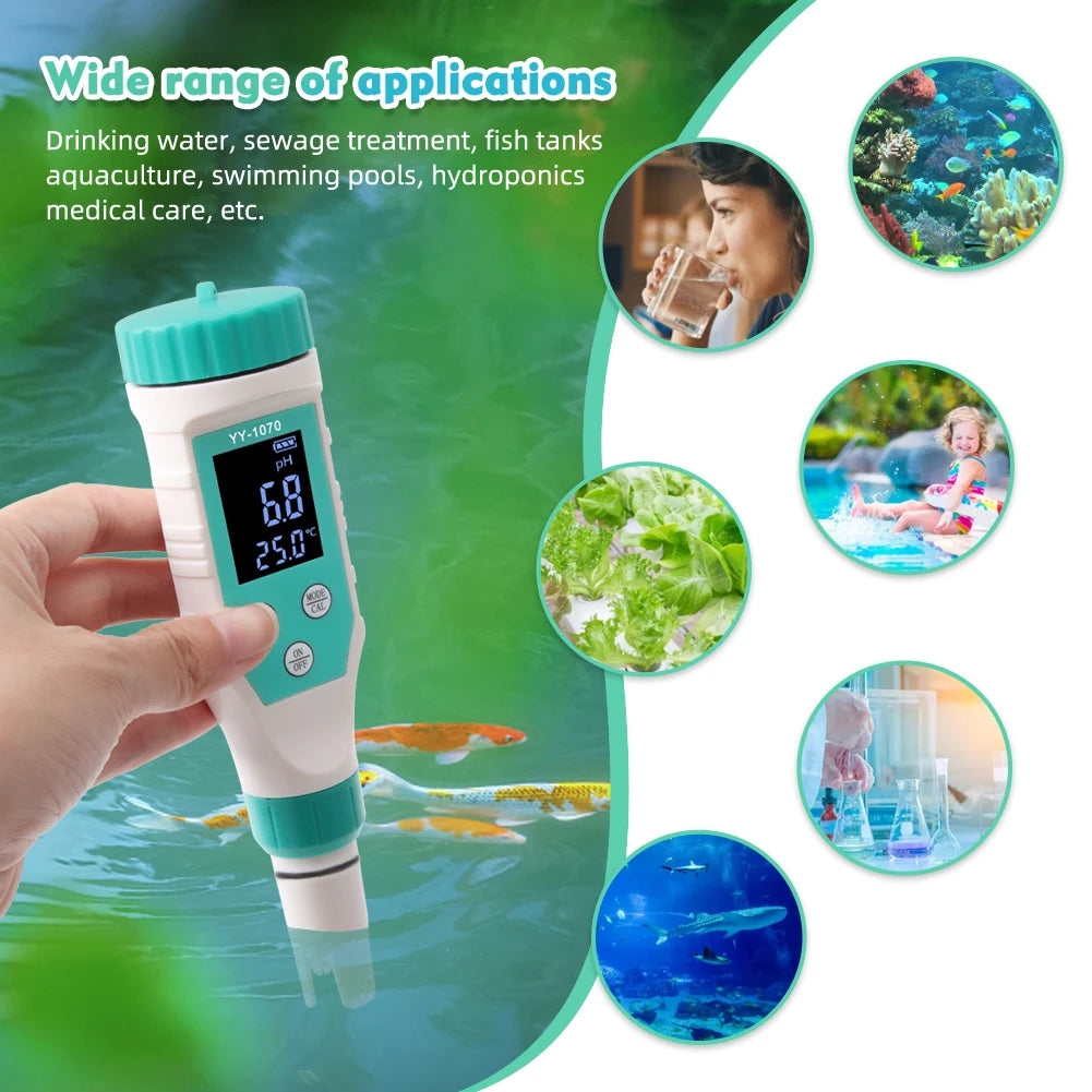 Digital Chlorine PH Tester 7 in 1 Water Quality Analyzer - Smarsty