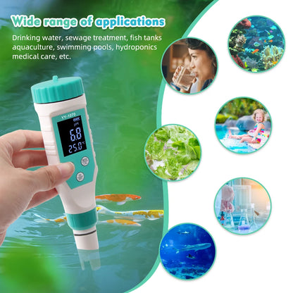Digital Chlorine PH Tester 7 in 1 Water Quality Analyzer - Smarsty