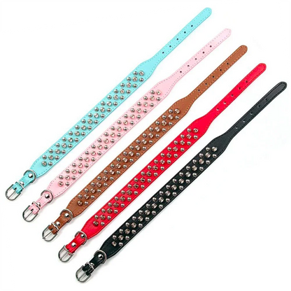Adjustable Leather Dog Collar with Spikes for Small Pets - Smarsty