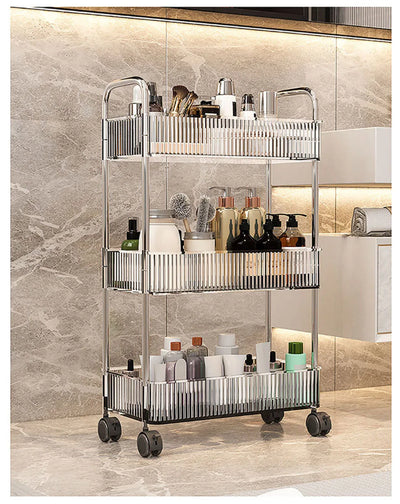 Mobile Shelf with Wheel Multi-Layers Storage Rack Home Trolley for Snacks Cosmetic Sundries Organizer 2/3/4 Tiers Rolling Cart by Smarsty