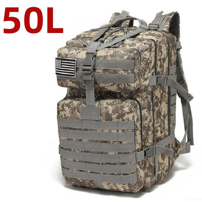 25L/50L Sturdy Nylon Waterproof Tactical Sports Trekking Fishing Hunting Camping Hiking Bag Backpack Outdoor Rucksacks - Smarsty