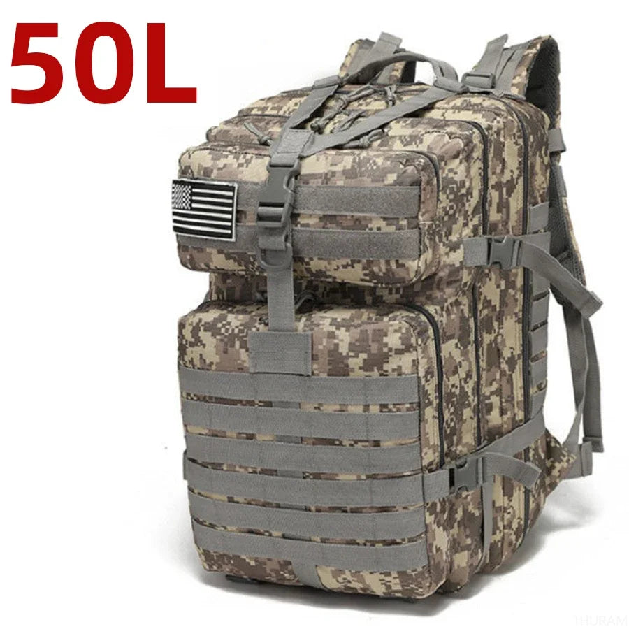 25L/50L Sturdy Nylon Waterproof Tactical Sports Trekking Fishing Hunting Camping Hiking Bag Backpack Outdoor Rucksacks - Smarsty