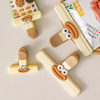 3pcs Creative Face Bag Sealing Clip Food Snack Clip Kitchen Tools Decorative Small Clip Refrigerator Plastic Food Bag Storage by Smarsty