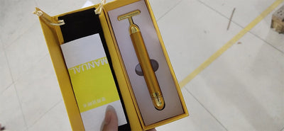 24K Gold Electric Face Roller for Youthful Skin - Smarsty