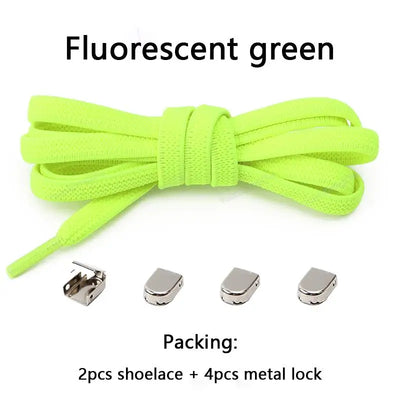 No tie Shoe laces Elastic laces Sneakers Flat Shoelaces without ties Quick Shoelace for Shoes Kids Adult One Size fits All Shoes - Smarsty