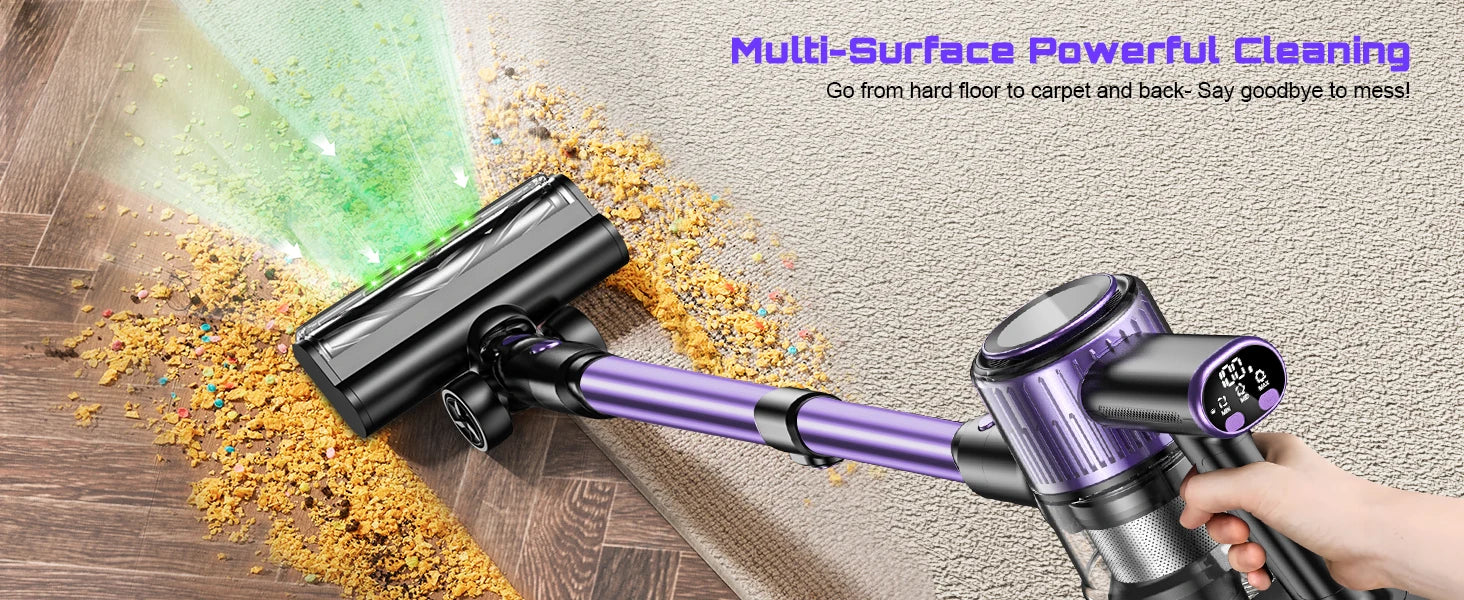 Cordless Vacuum Cleaner, 55Kpa/500W/45min 10 in 1 Powerful Stick Lightweight Vacuum Cleaner for Home Pet Hair/Hard Floor/Carpet - Smarsty