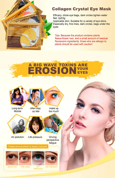 Gold Collagen Crystal Eye Masks for Firming and Moisturizing - Smarsty