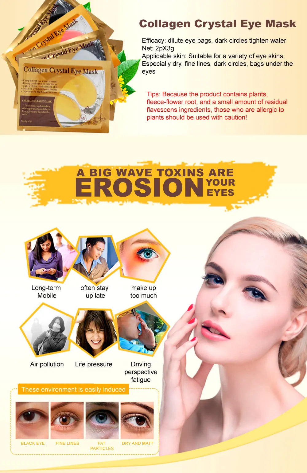 Gold Collagen Eye Masks for Firming and Moisturizing - Smarsty